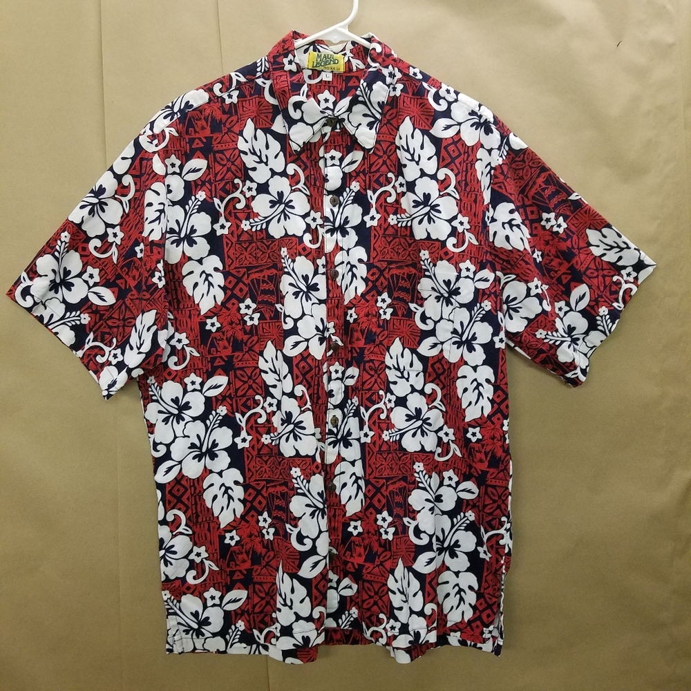 MAUI LEGEND Hibiscus Hawaiian Shirt sz Large